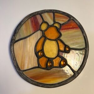 Vintage Stained Glass Bear for Nursery window